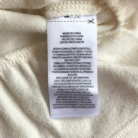 NWT Ralph Lauren Baby Girl Top, Off-White Cream Long Sleeve with Flutter Bottom - Picture 5 of 5